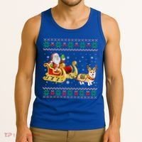 Welsh Corgi Santa Xmas Light Funny Dog Christmas Pajama Cute Gift Tank Top thumb 3
