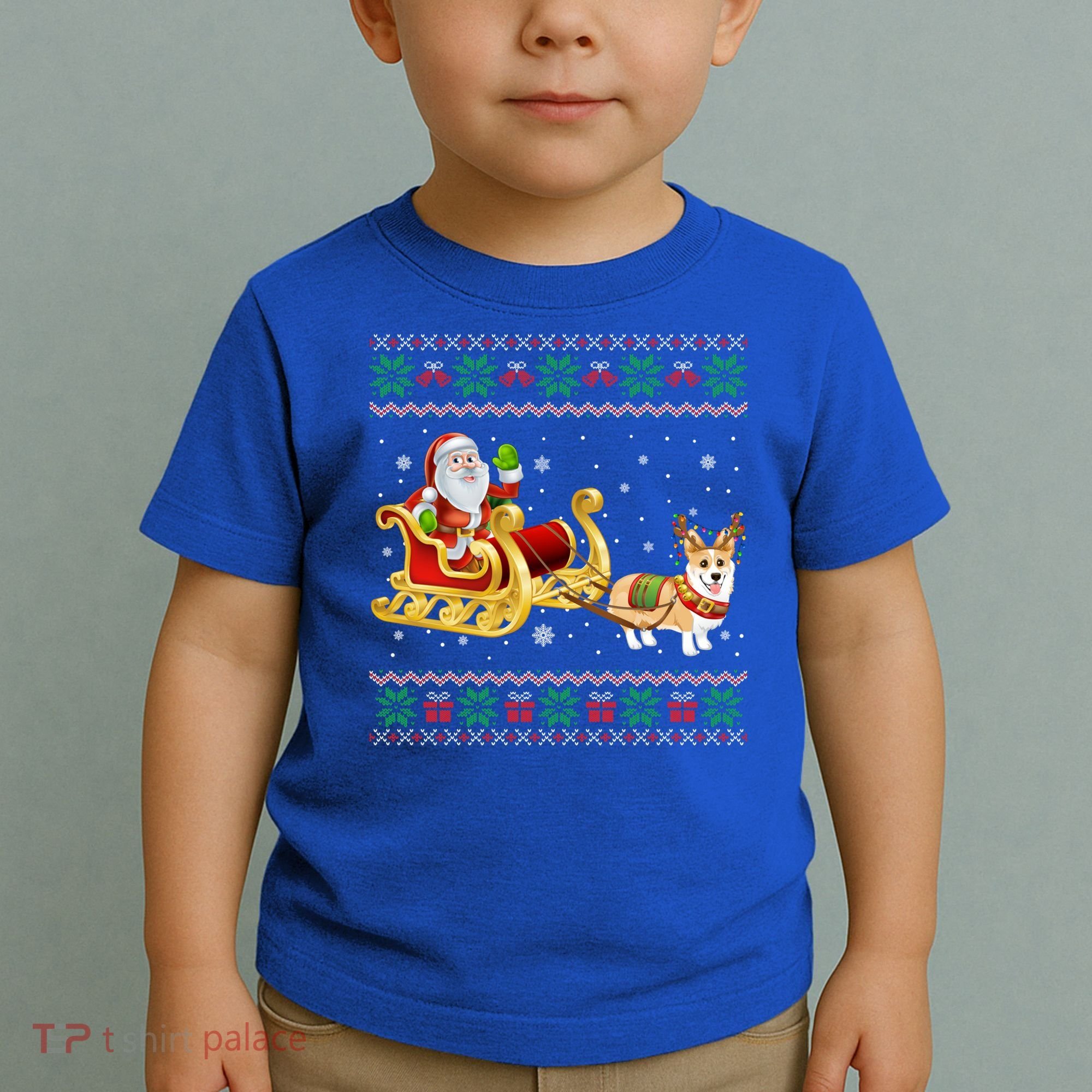 Welsh Corgi Santa Xmas Light Funny Dog Christmas Pajama Cute Gift Toddler T-Shirt