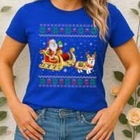 Welsh Corgi Santa Xmas Light Funny Dog Christmas Pajama Cute Gift Women's T-Shirt thumb 2