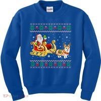 Welsh Corgi Santa Xmas Light Funny Dog Christmas Pajama Cute Gift Kids Sweatshirt thumb 0