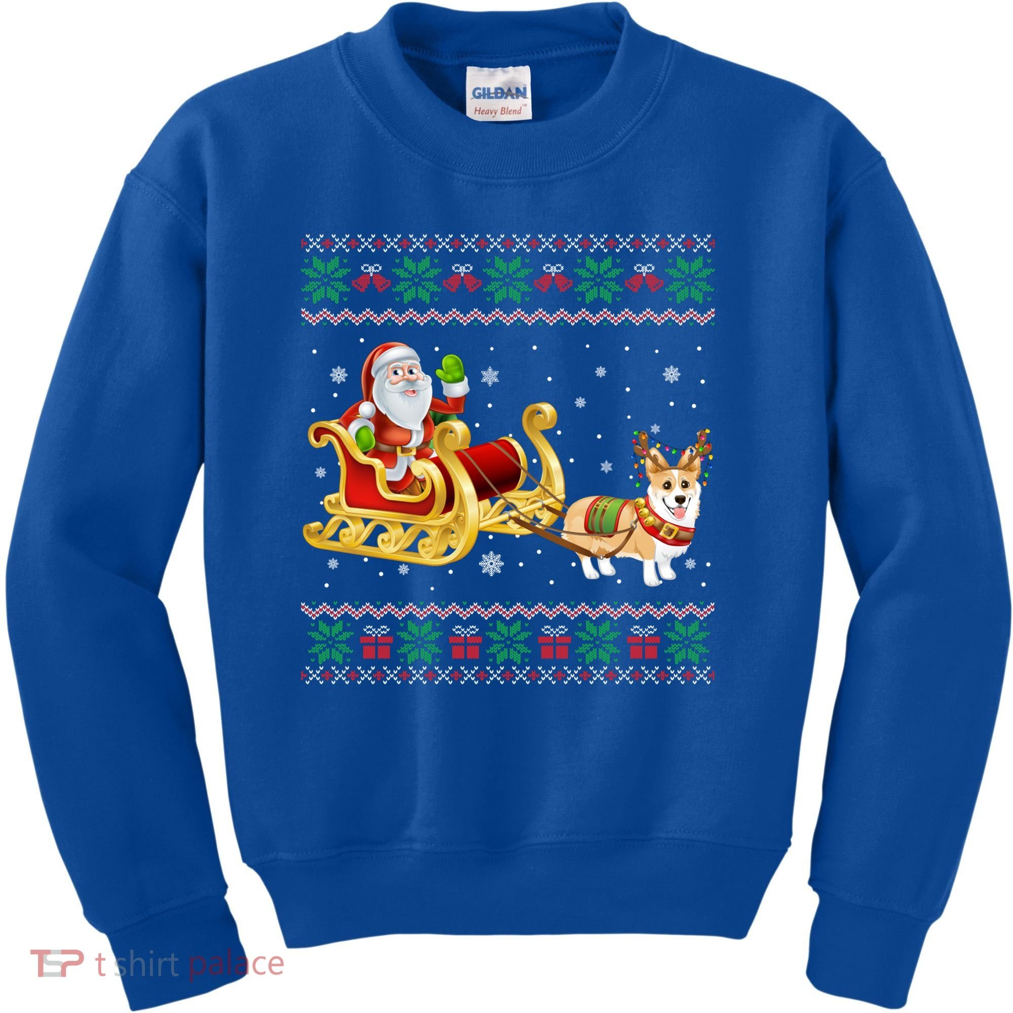 Welsh Corgi Santa Xmas Light Funny Dog Christmas Pajama Cute Gift Kids Sweatshirt
