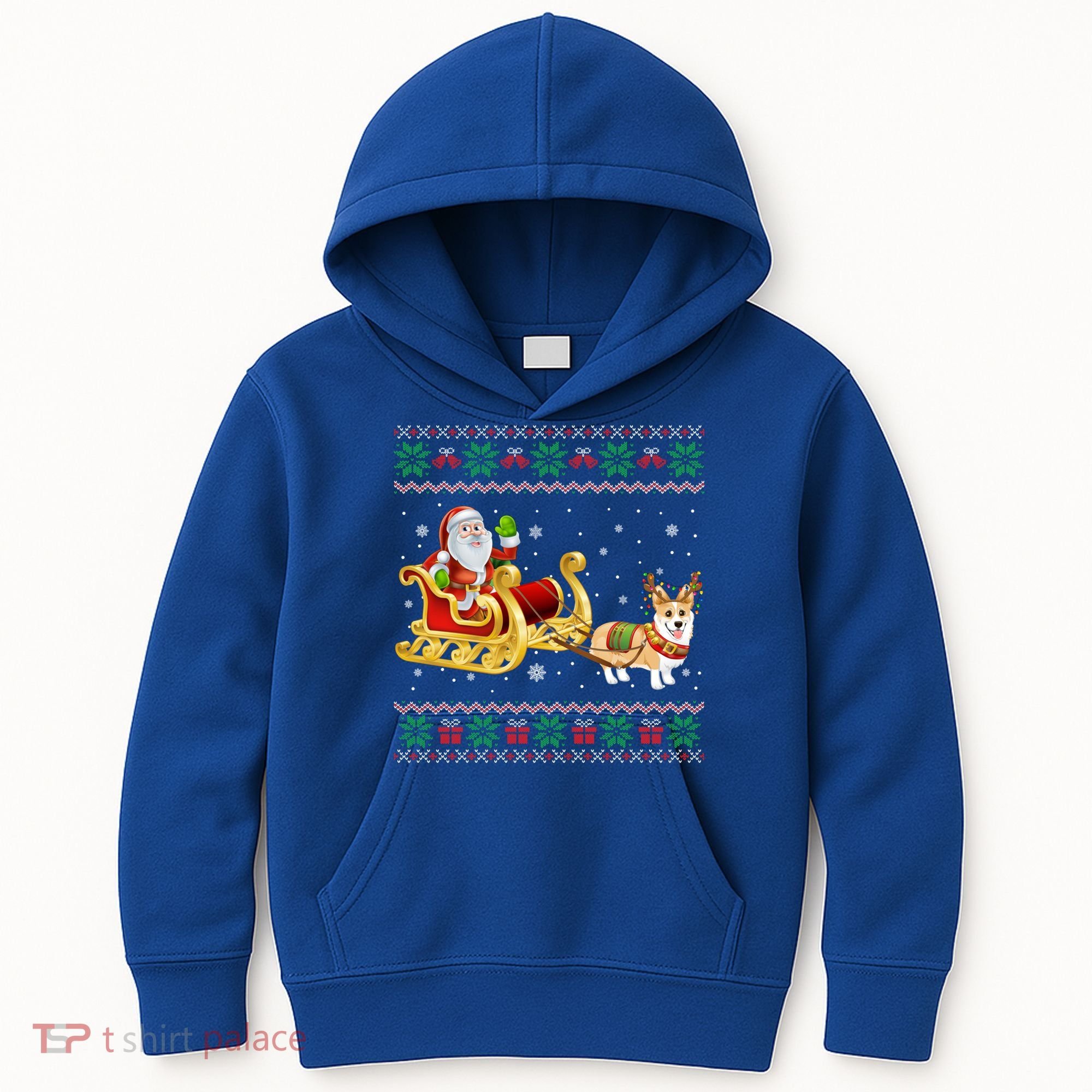 Welsh Corgi Santa Xmas Light Funny Dog Christmas Pajama Cute Gift Kids Hoodie