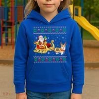 Welsh Corgi Santa Xmas Light Funny Dog Christmas Pajama Cute Gift Kids Hoodie thumb 3