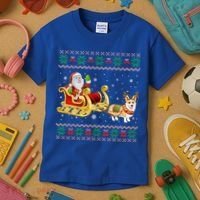 Welsh Corgi Santa Xmas Light Funny Dog Christmas Pajama Cute Gift Kids T-Shirt thumb 3