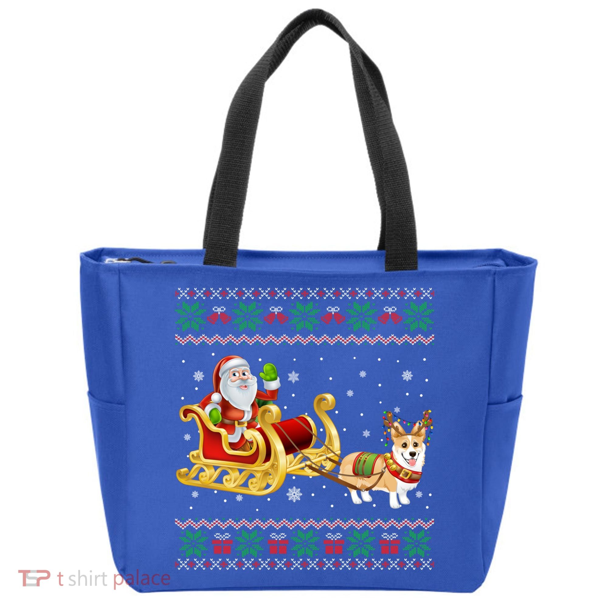 Welsh Corgi Santa Xmas Light Funny Dog Christmas Pajama Cute Gift Tote Bag