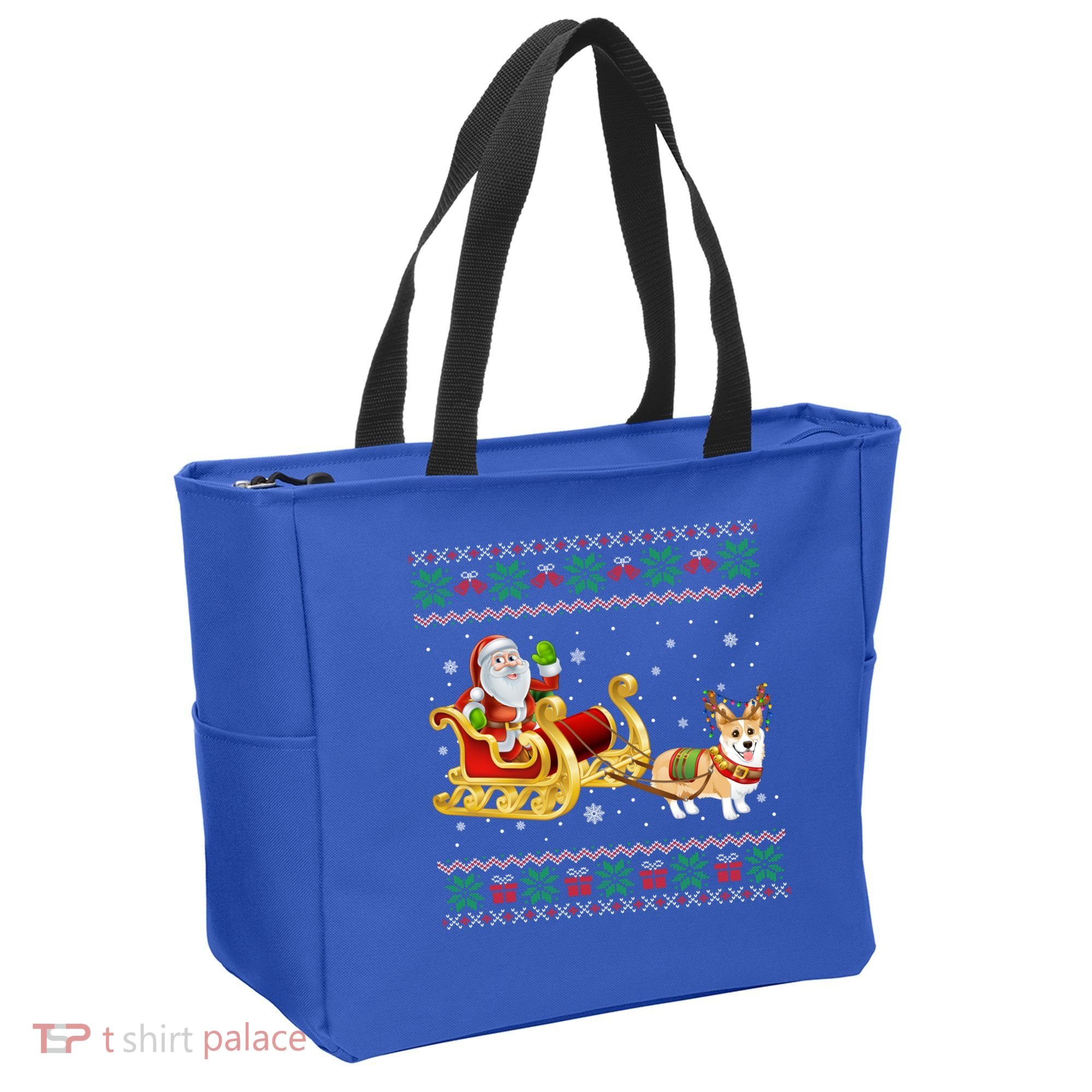 Welsh Corgi Santa Xmas Light Funny Dog Christmas Pajama Cute Gift Tote Bag