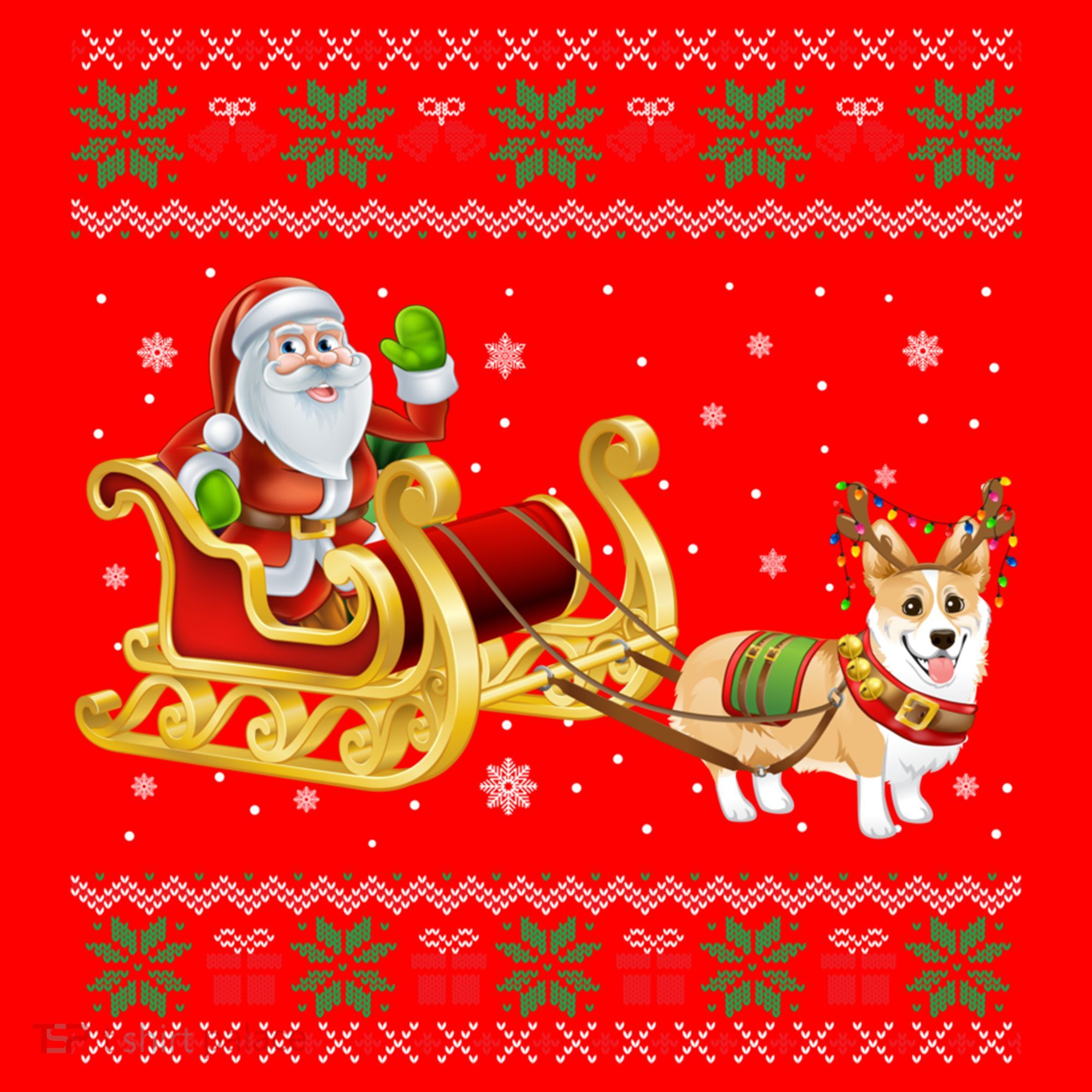 Welsh Corgi Santa Xmas Light Funny Dog Christmas Pajama Cute Gift Santa Hat