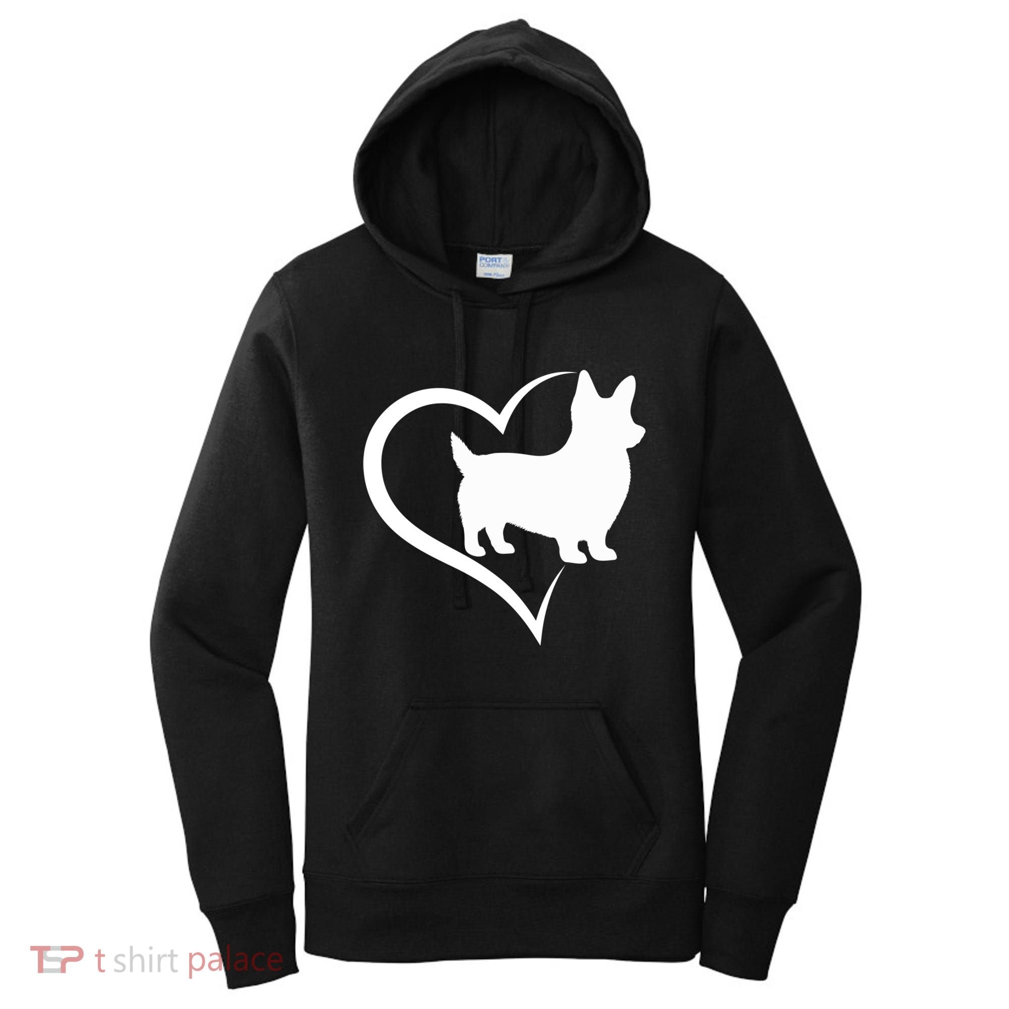 Welsh Corgi Silhouette Heart Love Dog Cute Gift Women's Hoodie