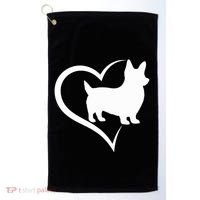 Welsh Corgi Silhouette Heart Love Dog Cute Gift Golf Towel thumb 0
