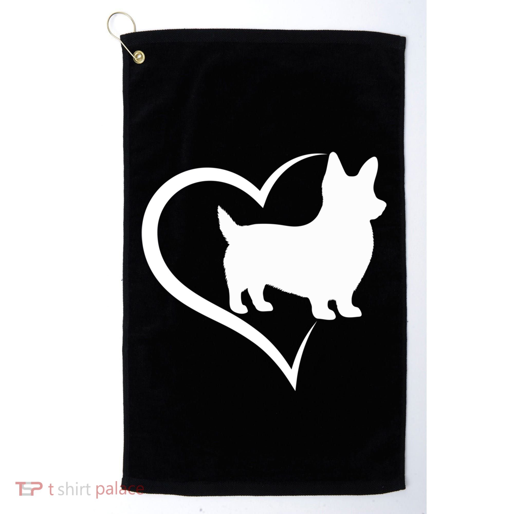 Welsh Corgi Silhouette Heart Love Dog Cute Gift Golf Towel