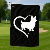 Welsh Corgi Silhouette Heart Love Dog Cute Gift Golf Towel thumb 1