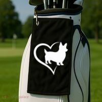 Welsh Corgi Silhouette Heart Love Dog Cute Gift Golf Towel thumb 2