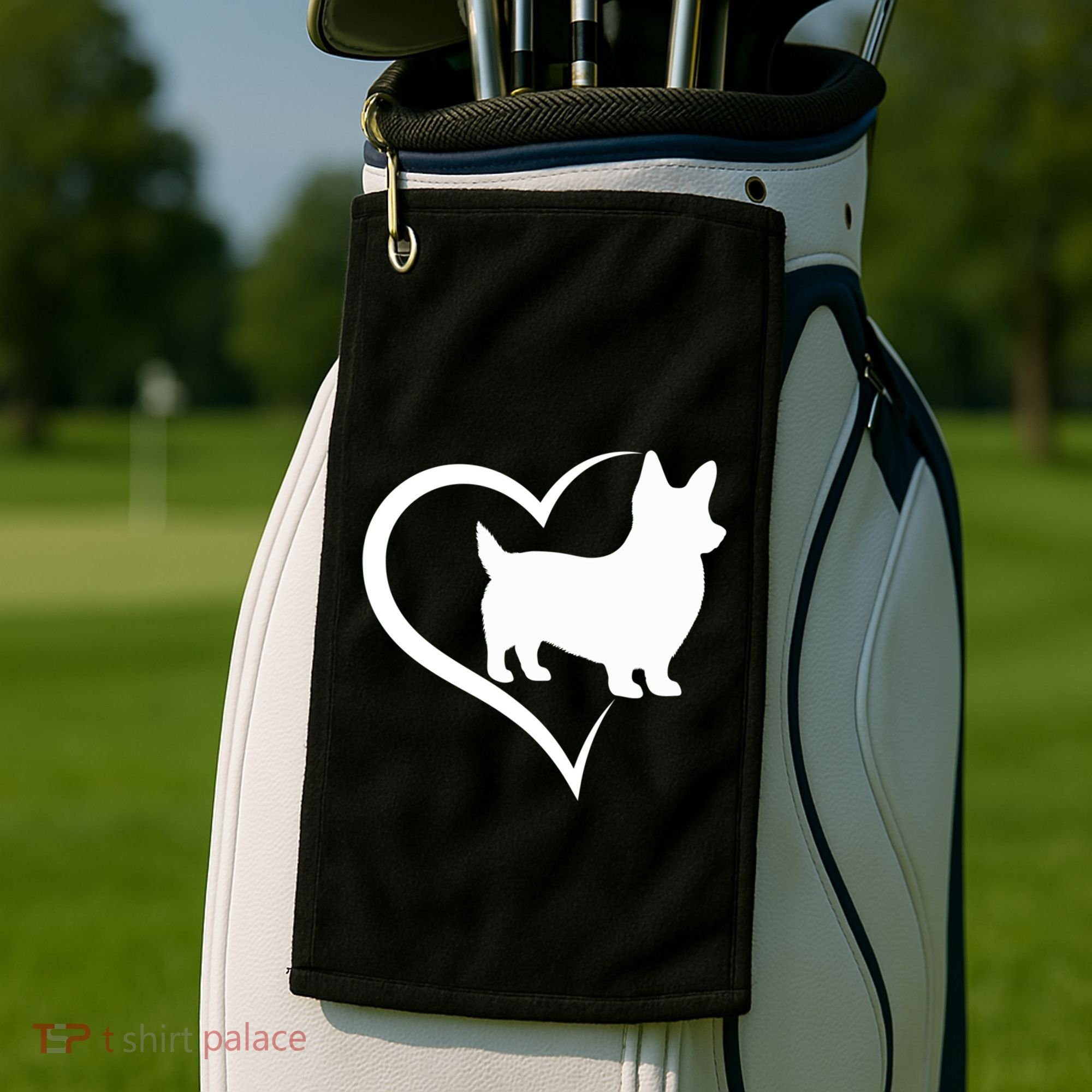 Welsh Corgi Silhouette Heart Love Dog Cute Gift Golf Towel