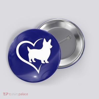 Welsh Corgi Silhouette Heart Love Dog Cute Gift Button