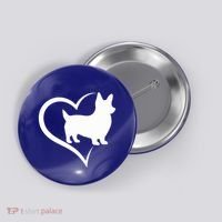 Welsh Corgi Silhouette Heart Love Dog Cute Gift Button thumb 0