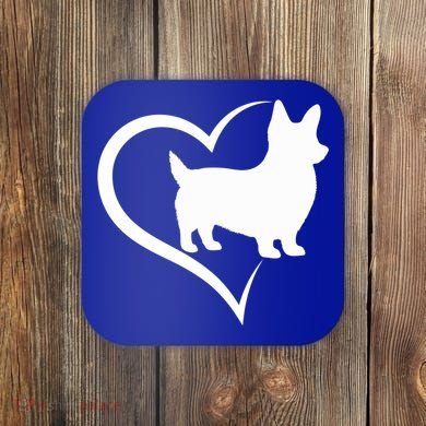 Welsh Corgi Silhouette Heart Love Dog Cute Gift Coaster