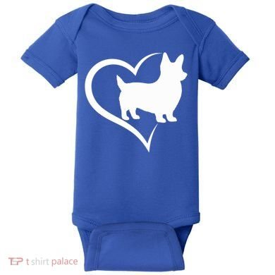 Welsh Corgi Silhouette Heart Love Dog Cute Gift Baby Bodysuit