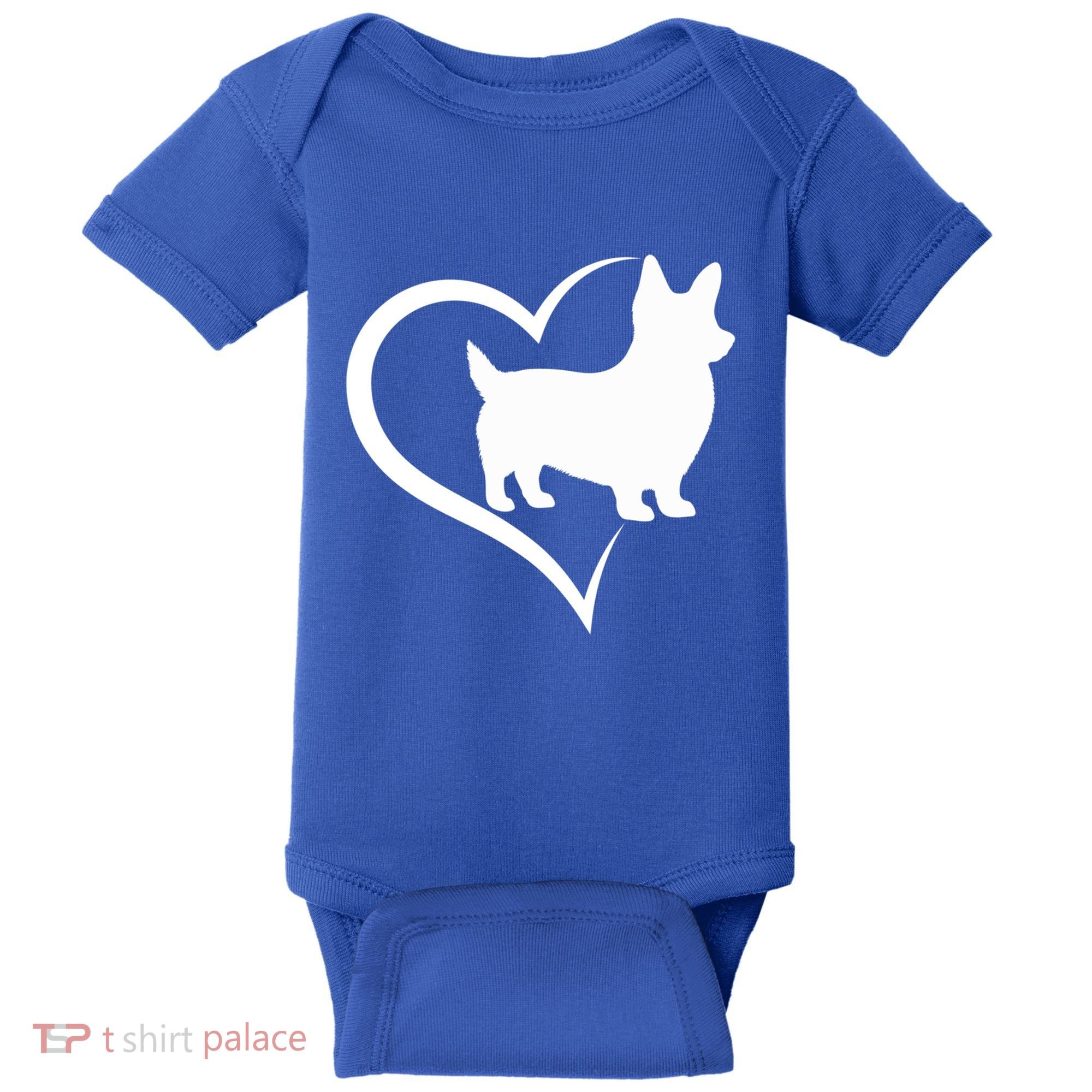 Welsh Corgi Silhouette Heart Love Dog Cute Gift Baby Bodysuit