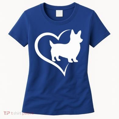 Welsh Corgi Silhouette Heart Love Dog Cute Gift Women's T-Shirt