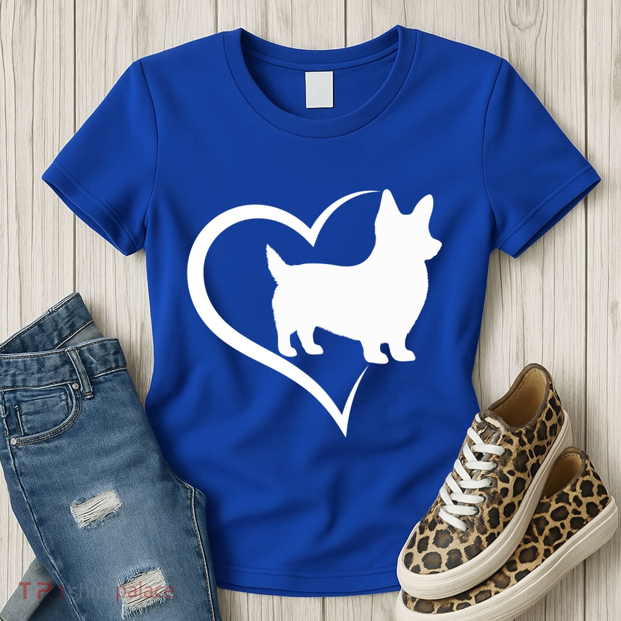Welsh Corgi Silhouette Heart Love Dog Cute Gift Women's T-Shirt