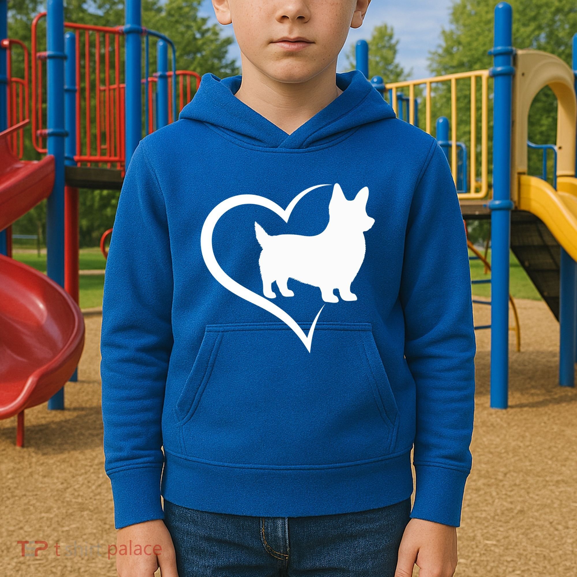 Welsh Corgi Silhouette Heart Love Dog Cute Gift Kids Hoodie