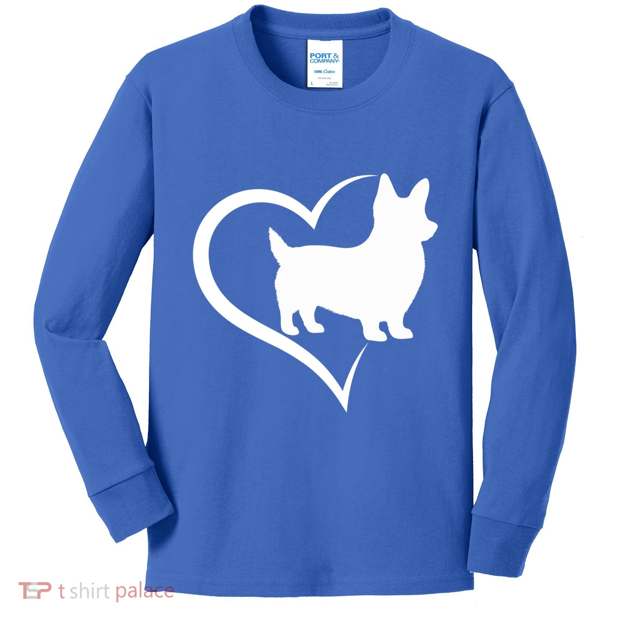 Welsh Corgi Silhouette Heart Love Dog Cute Gift Kids Long Sleeve Shirt