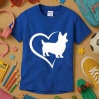 Welsh Corgi Silhouette Heart Love Dog Cute Gift Kids T-Shirt thumb 3
