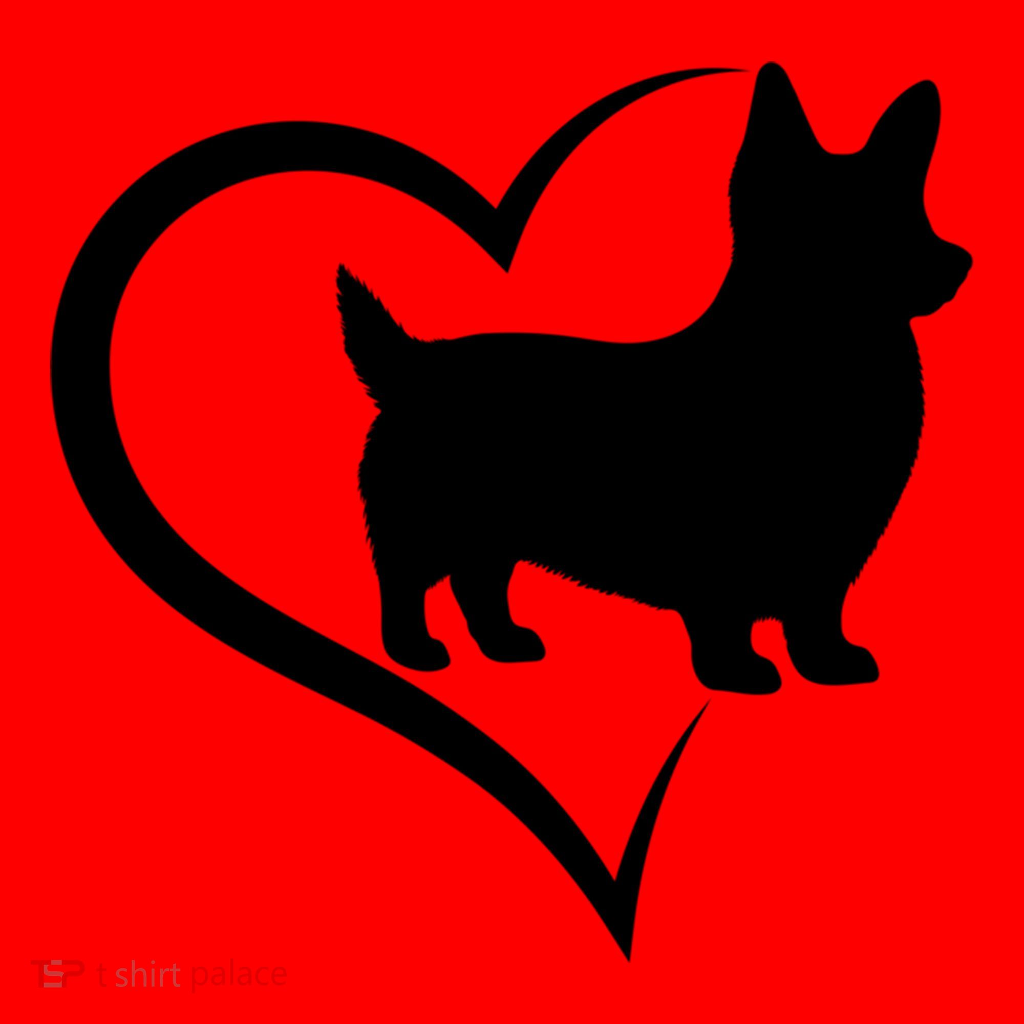 Welsh Corgi Silhouette Heart Love Dog Cute Gift Santa Hat