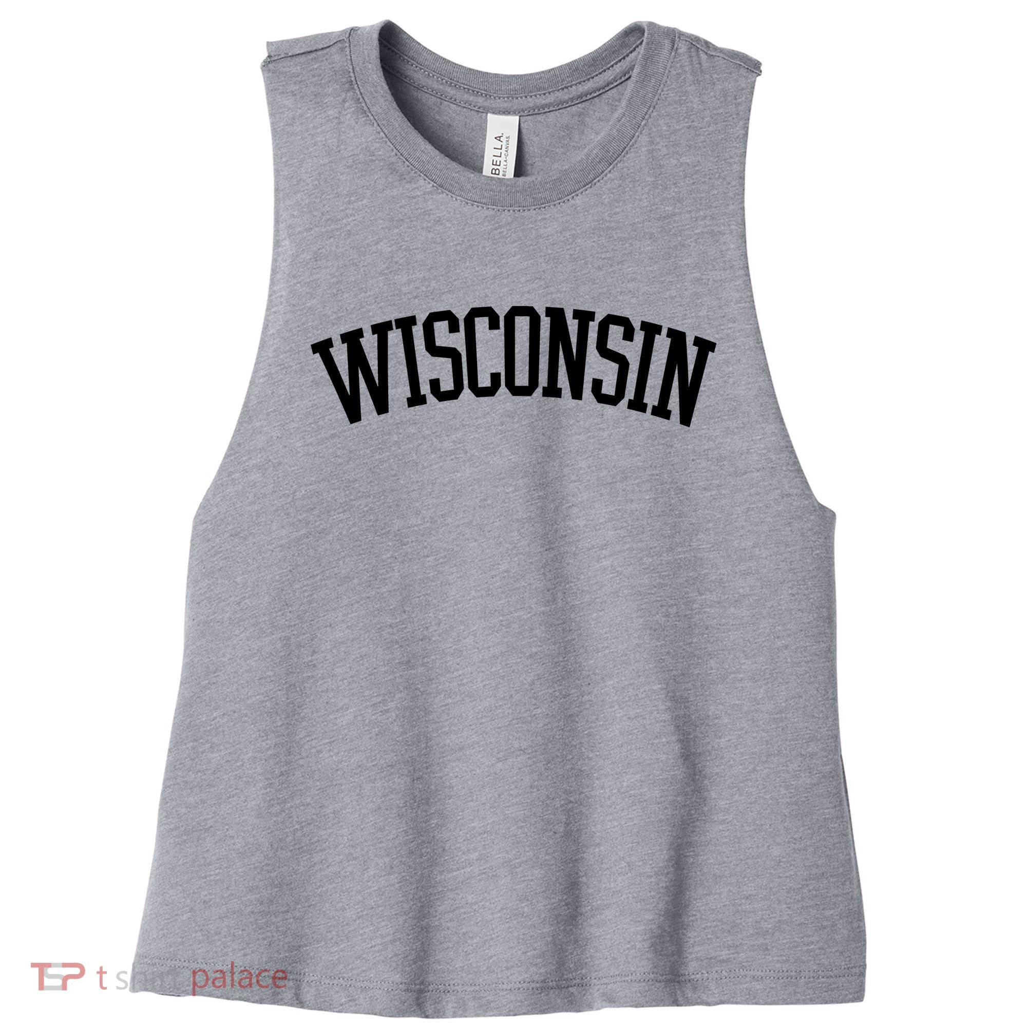 Wisconsin College Sports Fan Logo Women's Racerback Cropped Tank