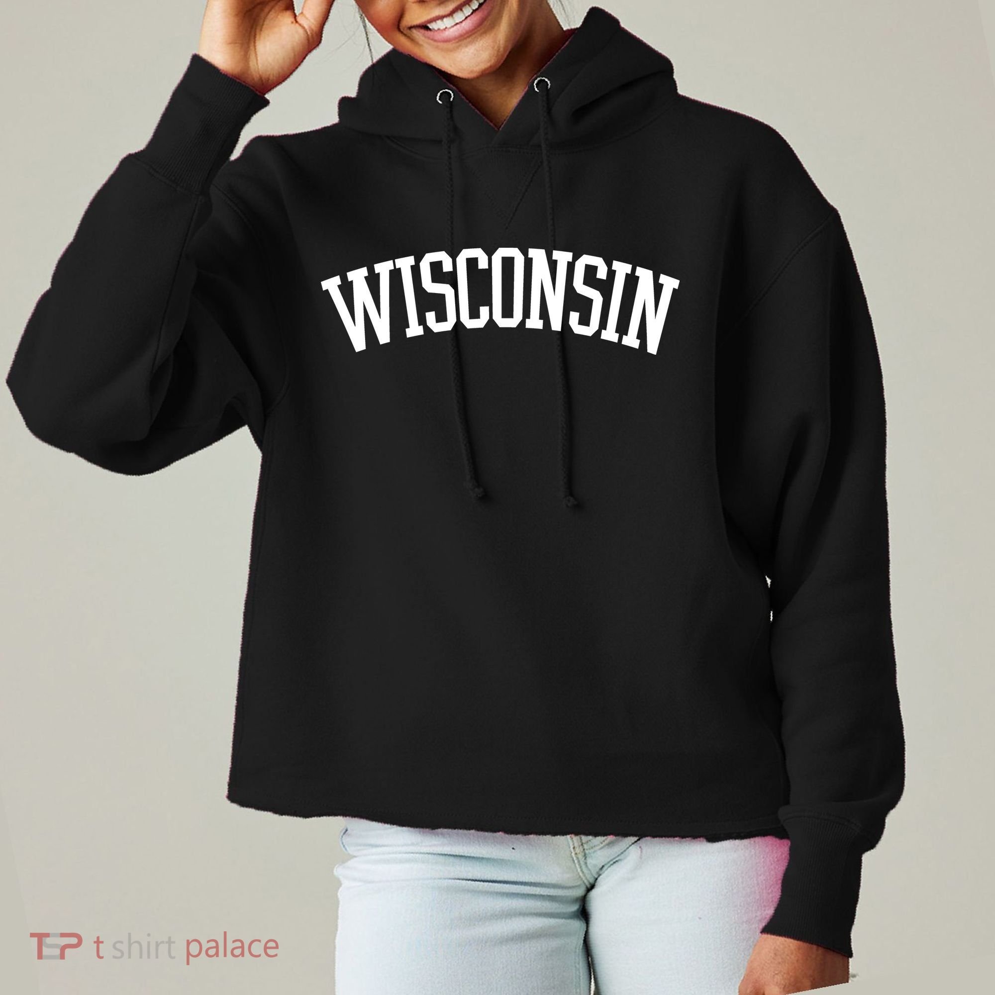 Wisconsin College Sports Fan Logo Ladies Heavyweight Boxy Pullover Hoodie