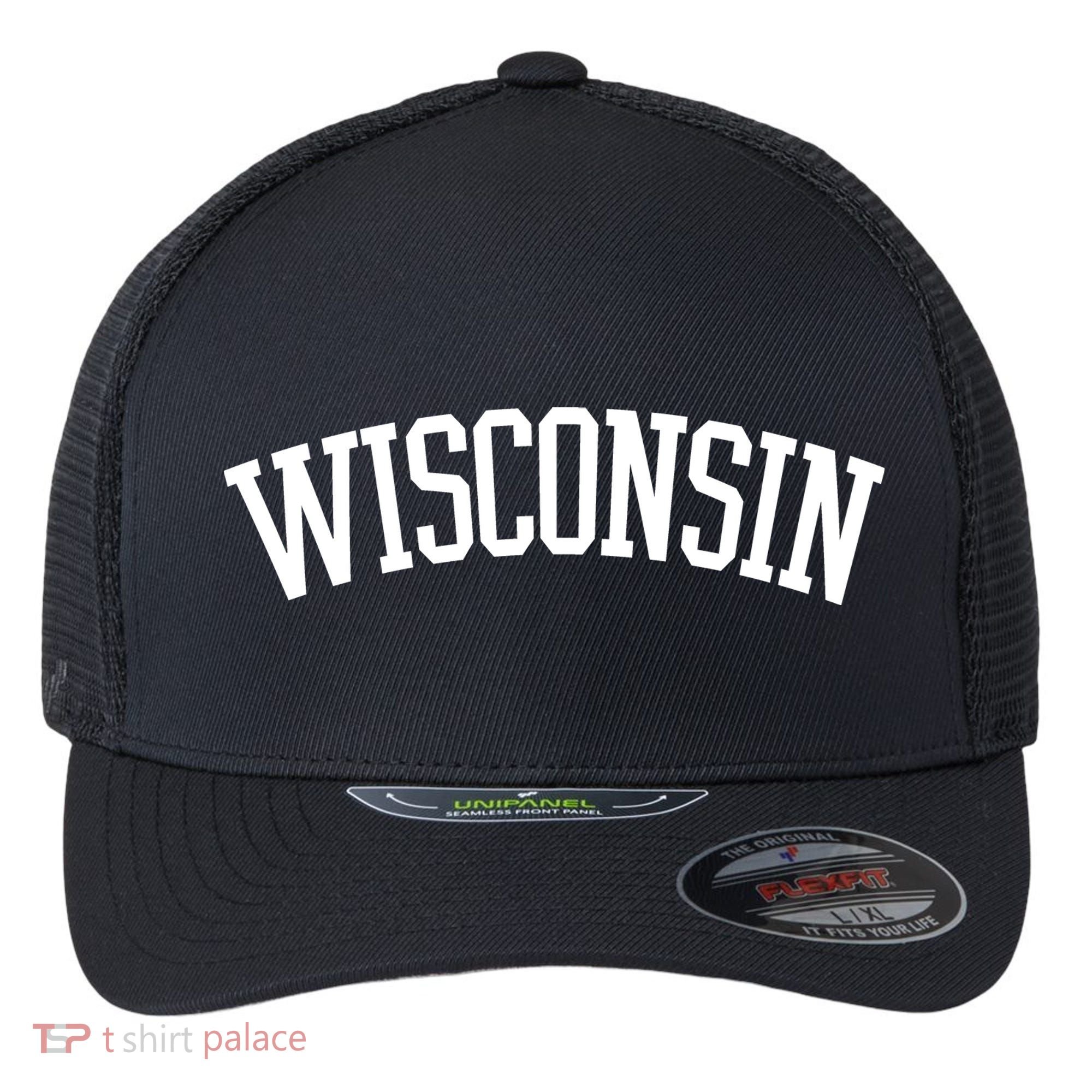 Wisconsin College Sports Fan Logo Flexfit Unipanel Trucker Cap