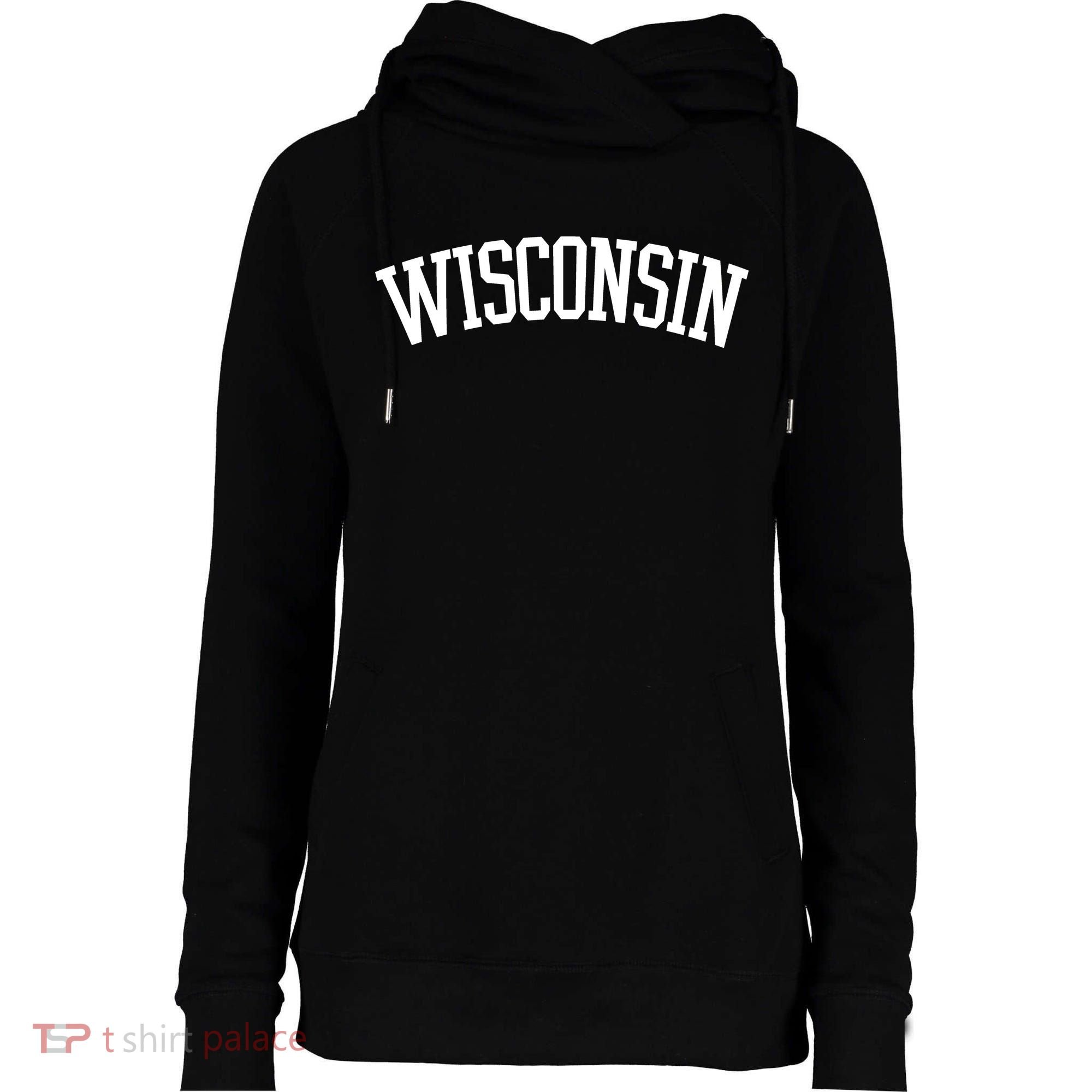 Wisconsin College Sports Fan Logo Womens Funnel Neck Pullover Hood