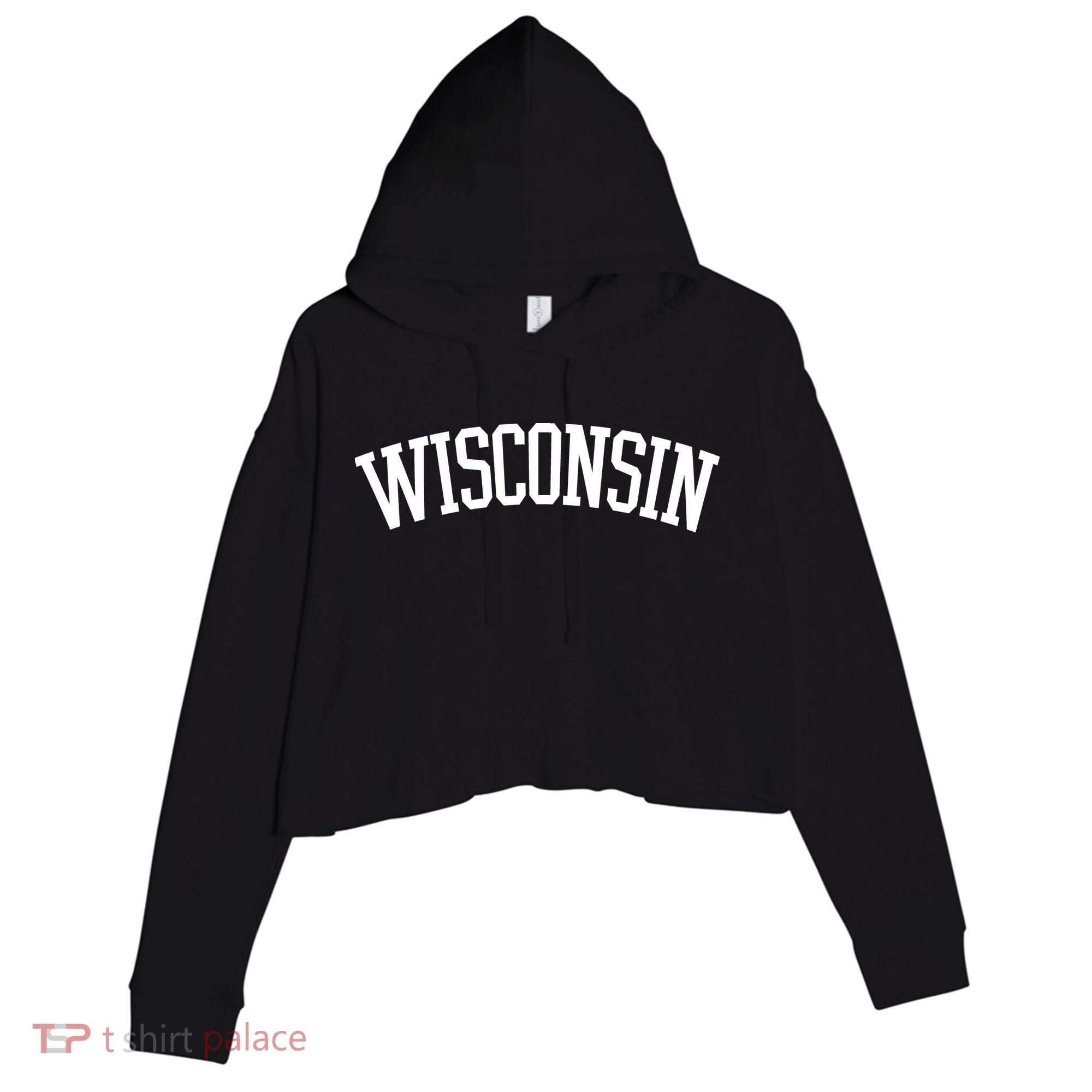 Wisconsin College Sports Fan Logo Crop Fleece Hoodie