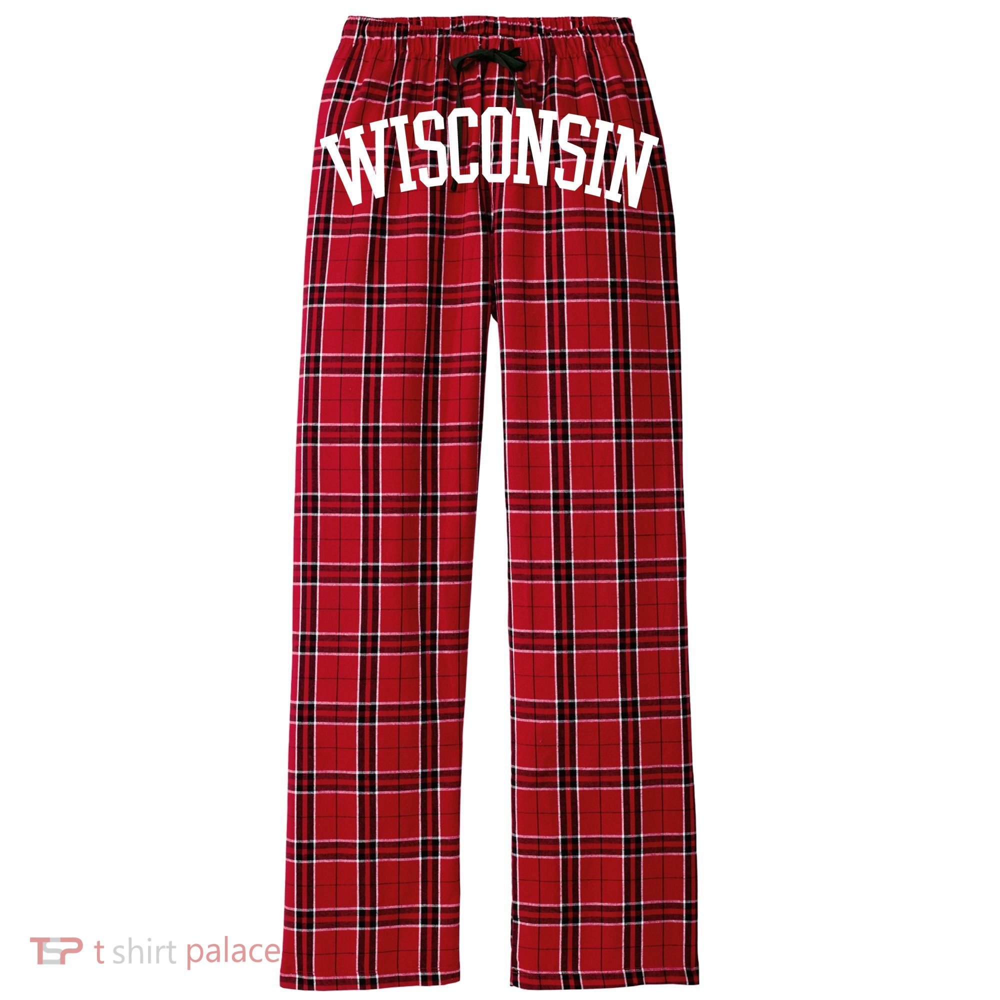 Wisconsin College Sports Fan Logo Women's Flannel Plaid Pajama Pants