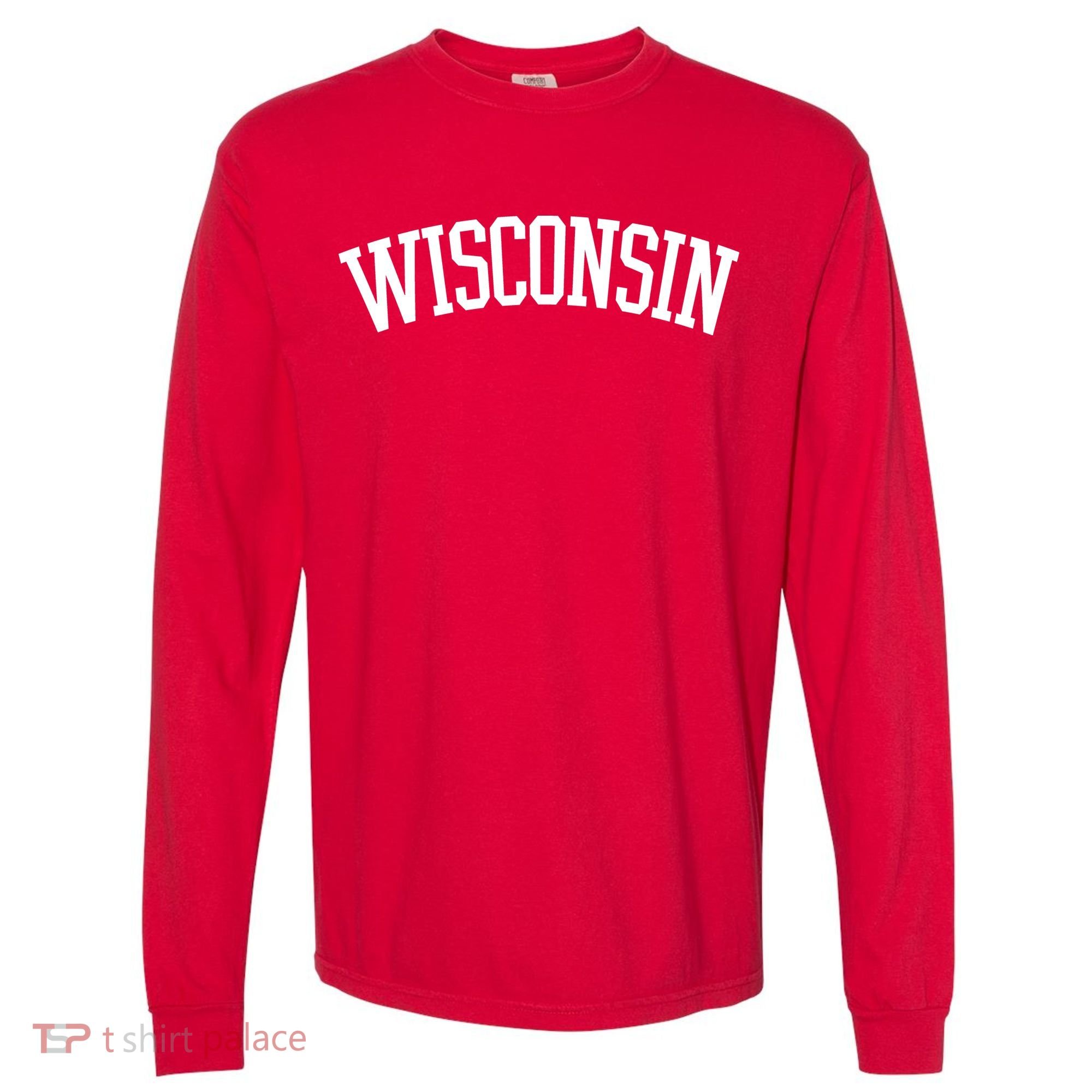 Wisconsin College Sports Fan Logo Comfort Colors Heavyweight Long Sleeve T-Shirt