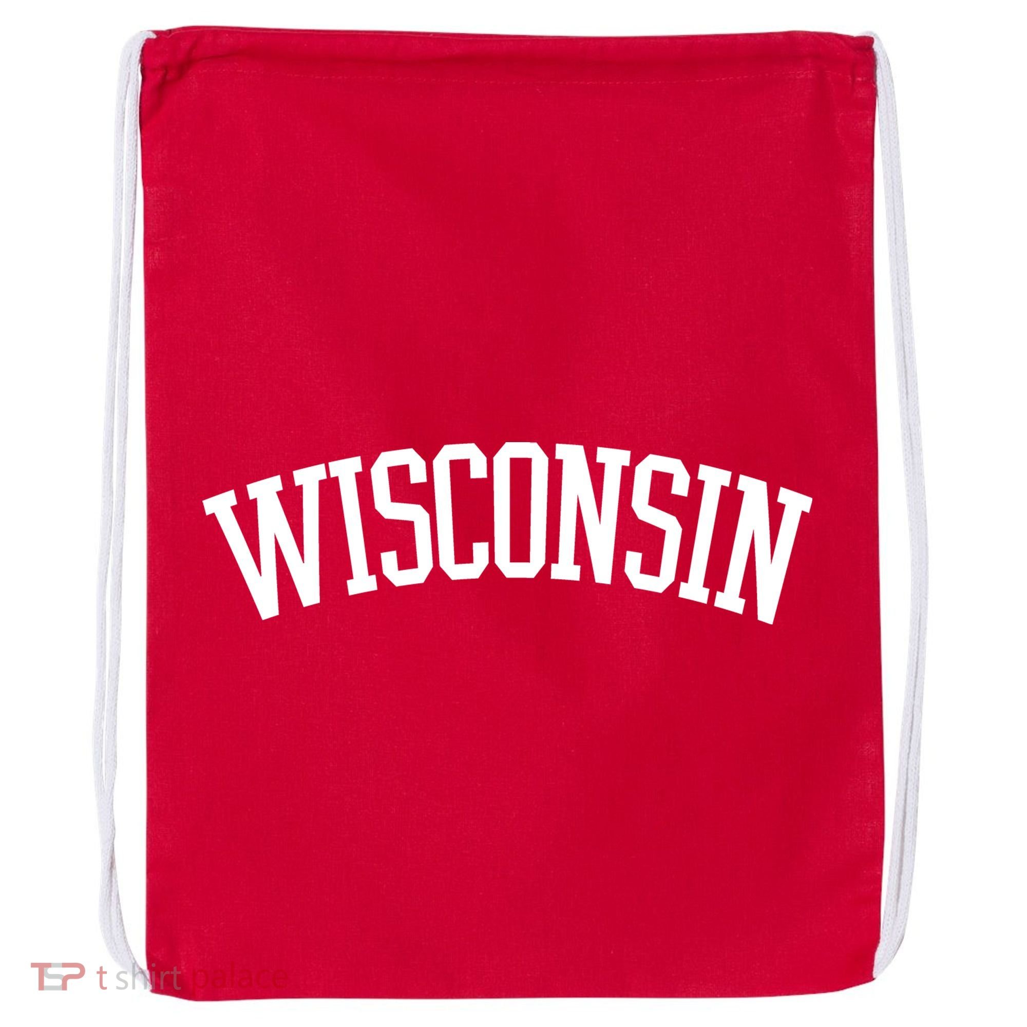 Wisconsin College Sports Fan Logo Drawstring Bag