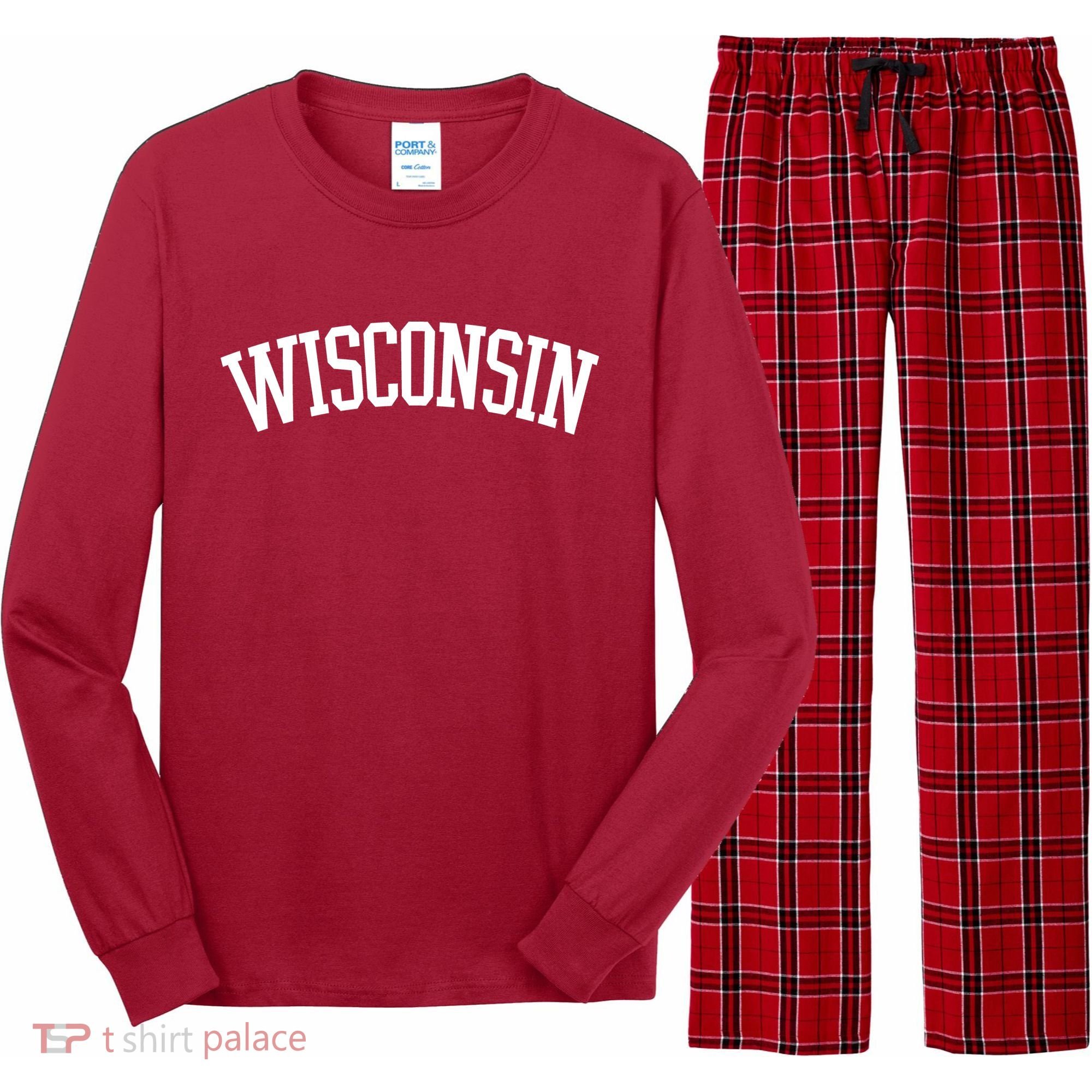Wisconsin College Sports Fan Logo Long Sleeve Pajama Set