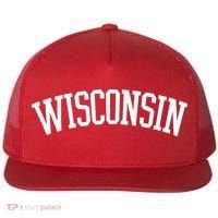 Wisconsin College Sports Fan Logo Flat Bill Trucker Hat thumb 0