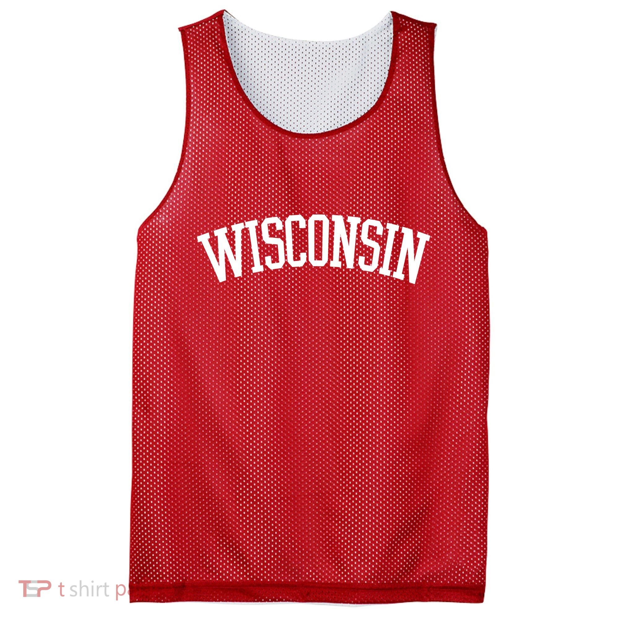 Wisconsin College Sports Fan Logo Mesh Reversible Basketball Jersey Tank