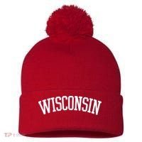 Wisconsin College Sports Fan Logo Pom Pom 12in Knit Beanie thumb 0