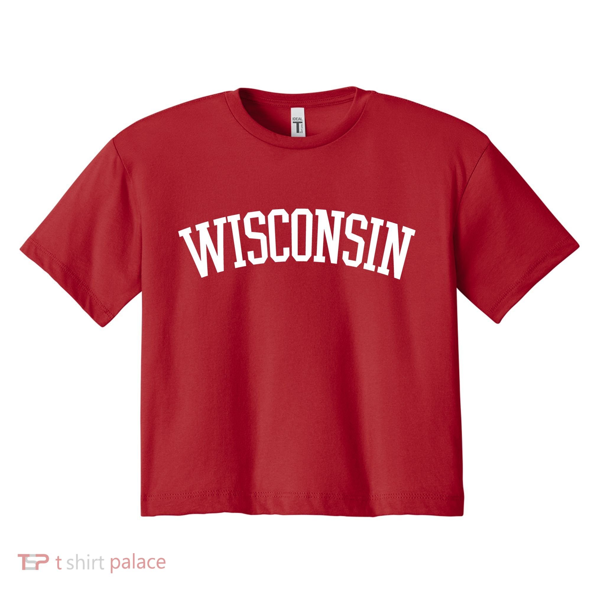 Wisconsin College Sports Fan Logo Women's Crop Top Tee
