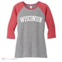 Wisconsin College Sports Fan Logo Women's Tri-Blend 3/4-Sleeve Raglan Shirt thumb 0
