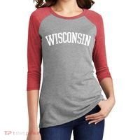 Wisconsin College Sports Fan Logo Women's Tri-Blend 3/4-Sleeve Raglan Shirt thumb 2