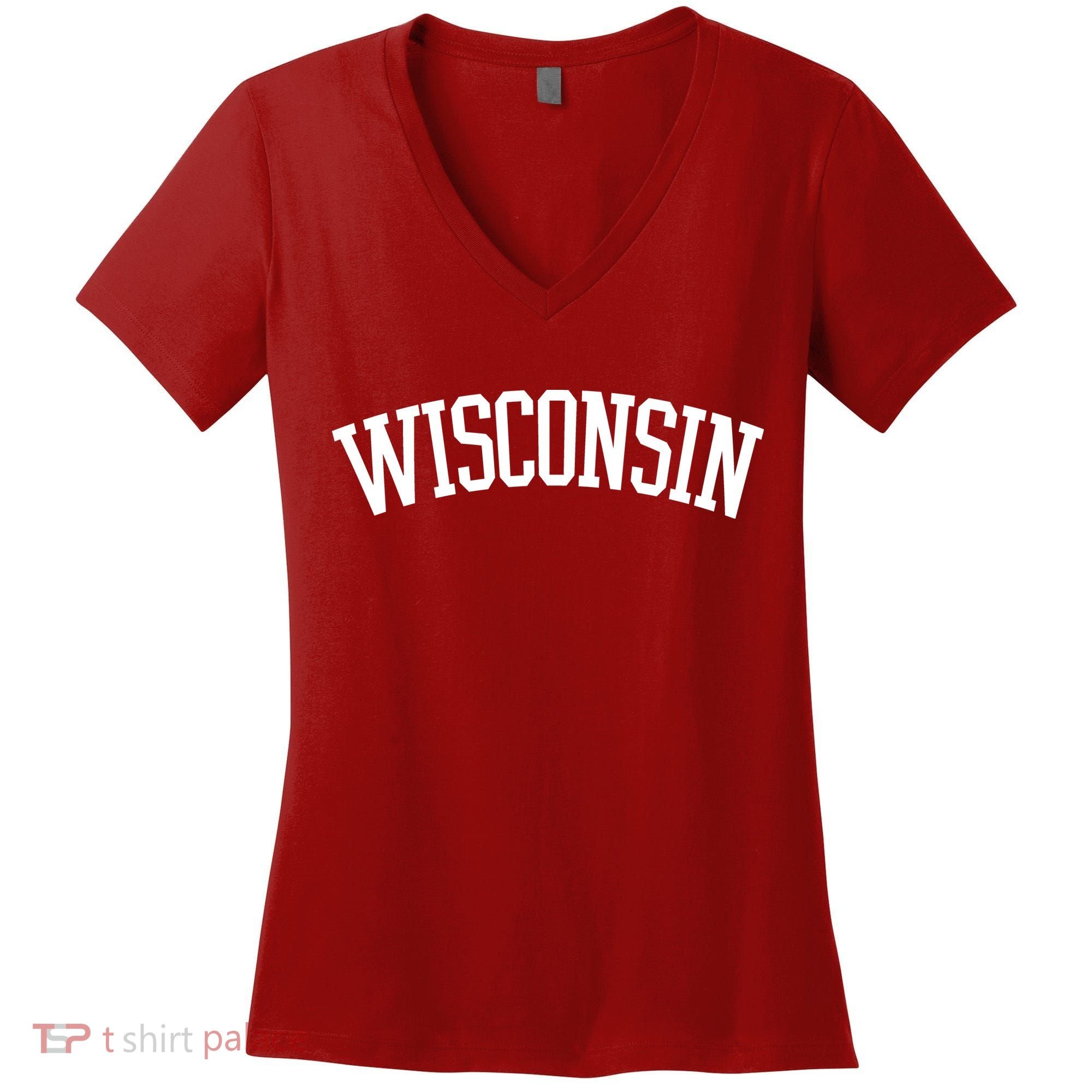 Wisconsin College Sports Fan Logo Women's V-Neck T-Shirt