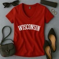 Wisconsin College Sports Fan Logo Women's V-Neck T-Shirt thumb 2