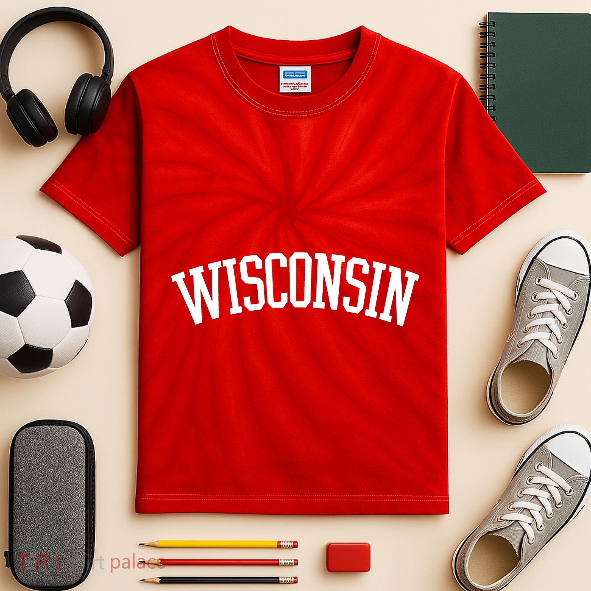 Wisconsin College Sports Fan Logo Kids Tie-Dye T-Shirt