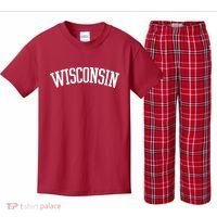 Wisconsin College Sports Fan Logo Kids Plaid Pajama Set thumb 0