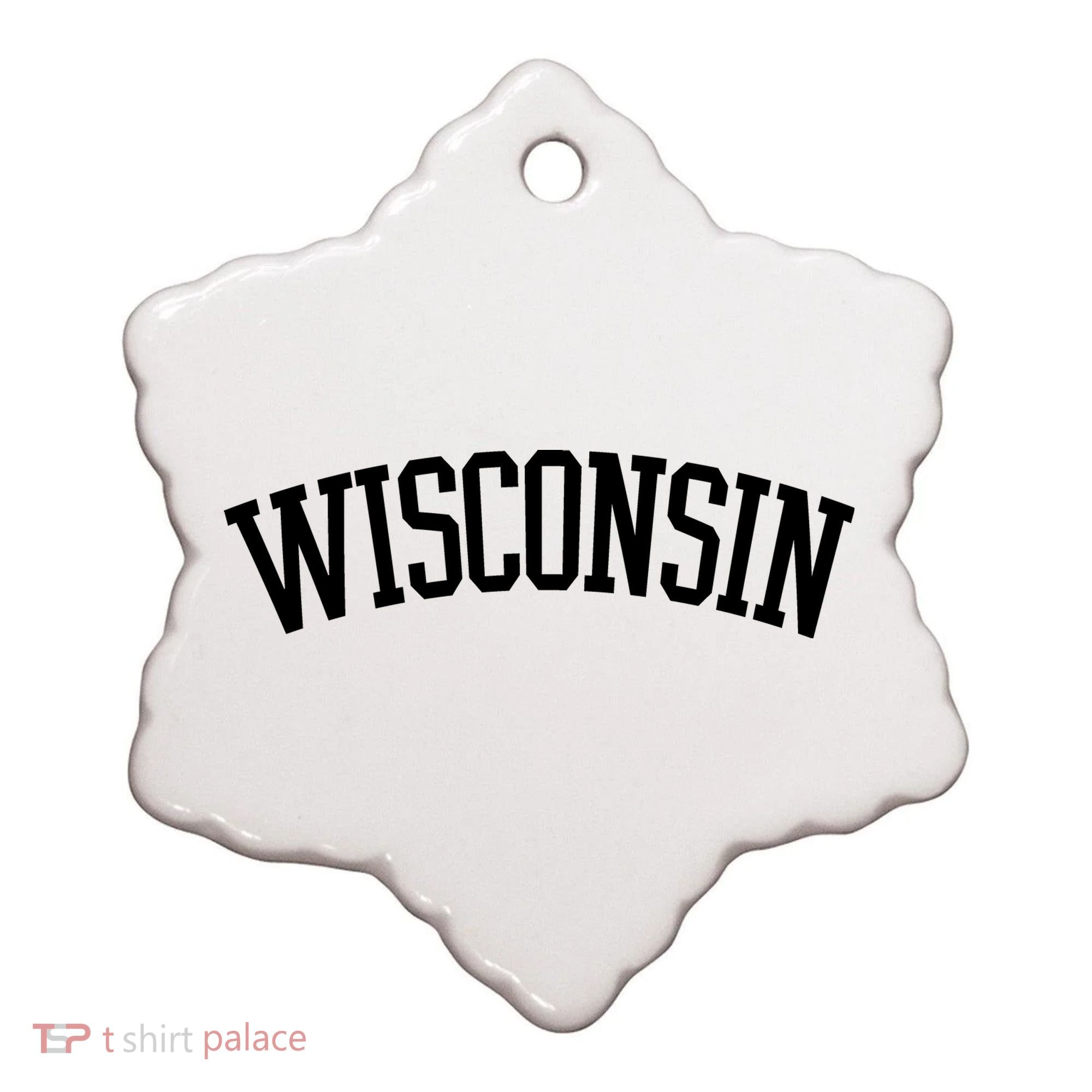 Wisconsin College Sports Fan Logo Ceramic Ornament