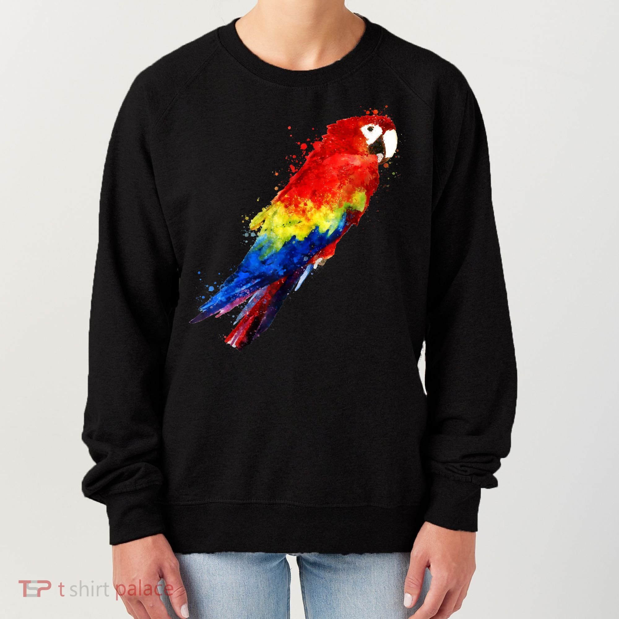 Watercolour Colourful Scarlet Macaw Parrot Bird Painting Women's Sweatshirt