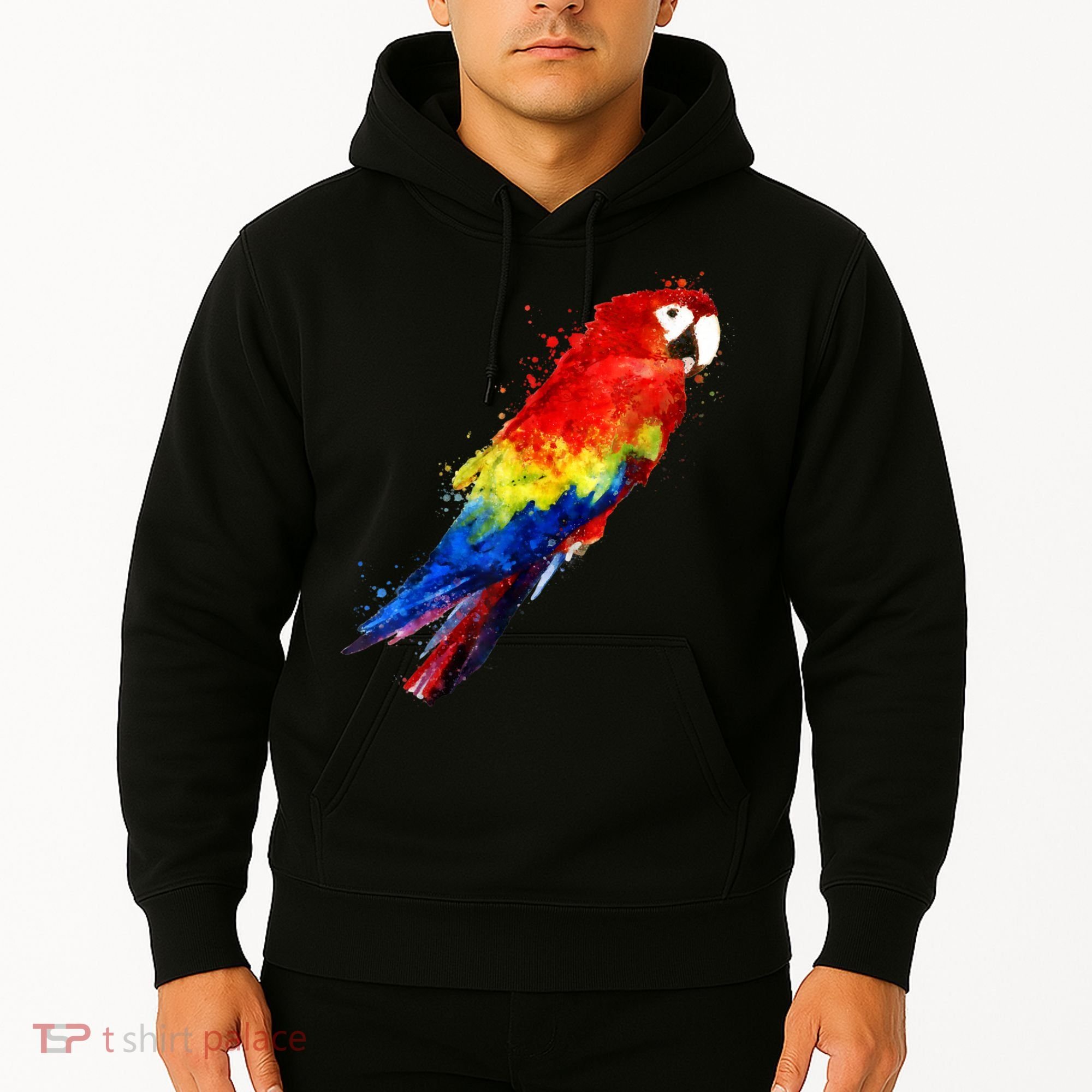 Watercolour Colourful Scarlet Macaw Parrot Bird Painting Hoodie
